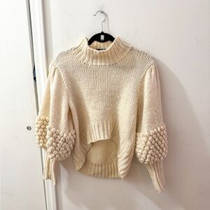 C/Meo Collective turtleneck sweater, bishop sleeves, cream, size XXS